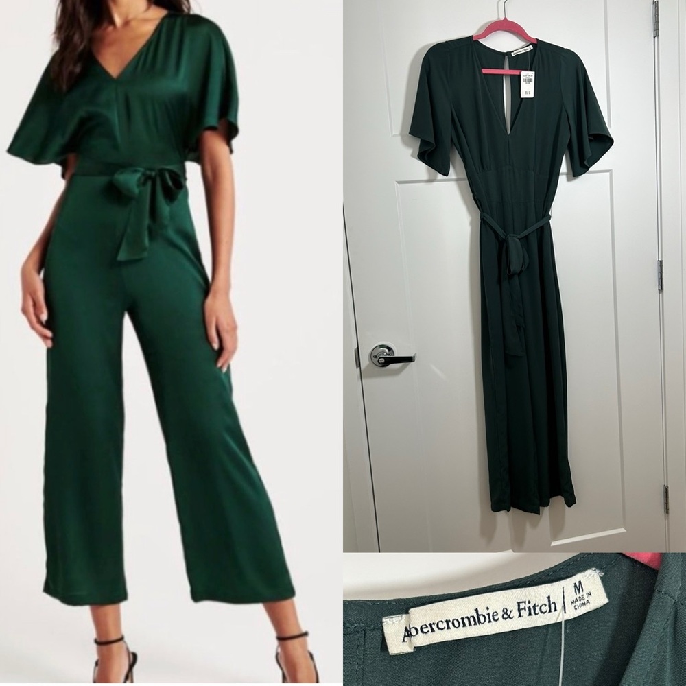 A&F jumpsuit emerald green satin